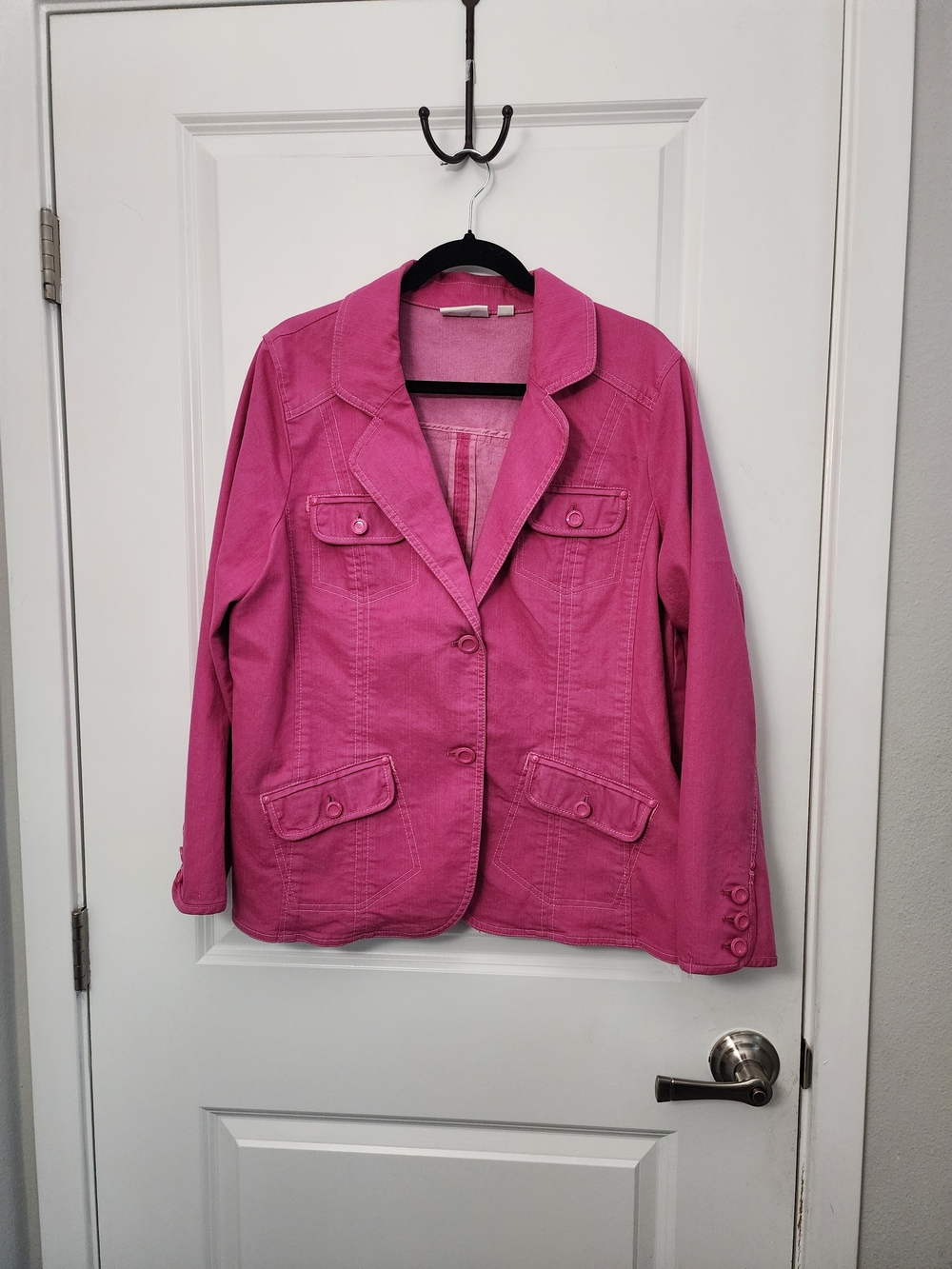 D& Co  Fuschia Pink Cotton Blend Blazer meets Trucker  Jacket
